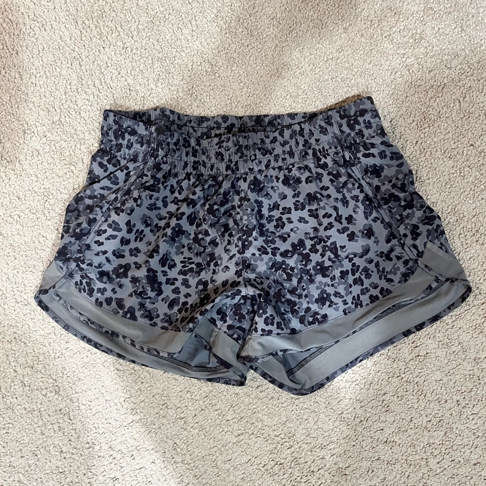 Athleta Mesh Racer Black Leopard Print Athletic Shorts